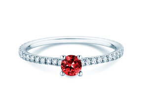 Farbsteinring Bright in 9K Weißgold mit Rubin 0,20ct und Diamanten 0,27ct