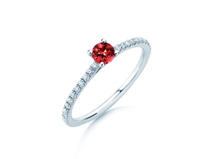 Farbsteinring Bright in 9K Weißgold mit Rubin 0,20ct und Diamanten 0,27ct