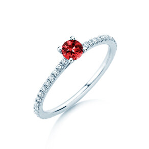 Farbsteinring Bright in 9K Weißgold mit Rubin 0,20ct und Diamanten 0,27ct