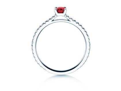 Farbsteinring Bright in 9K Weißgold mit Rubin 0,20ct und Diamanten 0,27ct