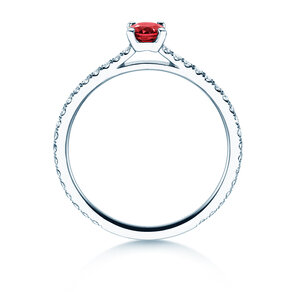 Farbsteinring Bright in 9K Weißgold mit Rubin 0,20ct und Diamanten 0,27ct