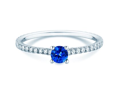 Farbsteinring Bright in 9K Weißgold mit Saphir 0,20ct und Diamanten 0,27ct