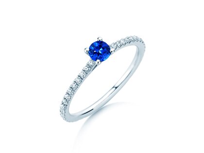 Farbsteinring Bright in 9K Weißgold mit Saphir 0,20ct und Diamanten 0,27ct