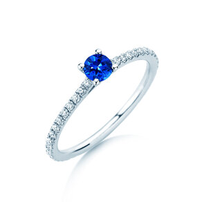 Farbsteinring Bright in 9K Weißgold mit Saphir 0,20ct und Diamanten 0,27ct