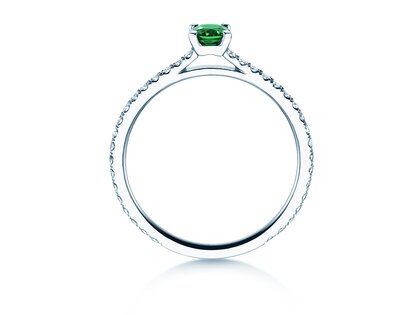 Farbsteinring Bright in 9K Weißgold mit Smaragd 0,20ct und Diamanten 0,27ct