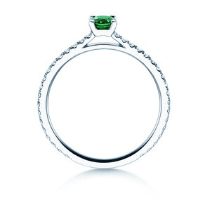 Farbsteinring Bright in 9K Weißgold mit Smaragd 0,20ct und Diamanten 0,27ct