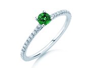 Farbsteinring Bright in 9K Weißgold mit Smaragd 0,20ct und Diamanten 0,27ct