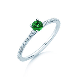 Farbsteinring Bright in 9K Weißgold mit Smaragd 0,20ct und Diamanten 0,27ct