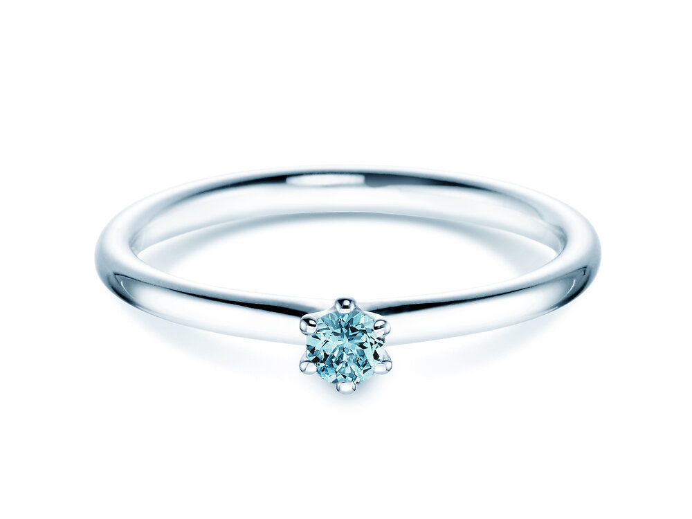 Farbsteinring Classic Colour in 14K Weißgold mit Blautopas 0,10ct
