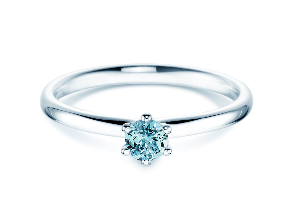 Farbsteinring Classic Colour in Platin 950/- mit Blautopas 0,15ct