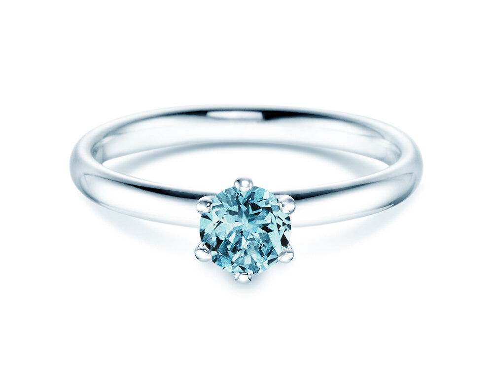 Farbsteinring Classic Colour in Platin 950/- mit Blautopas 0,50ct