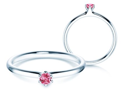 Farbsteinring Classic Colour in 14K Weißgold mit Pinker Turmalin 0,05ct