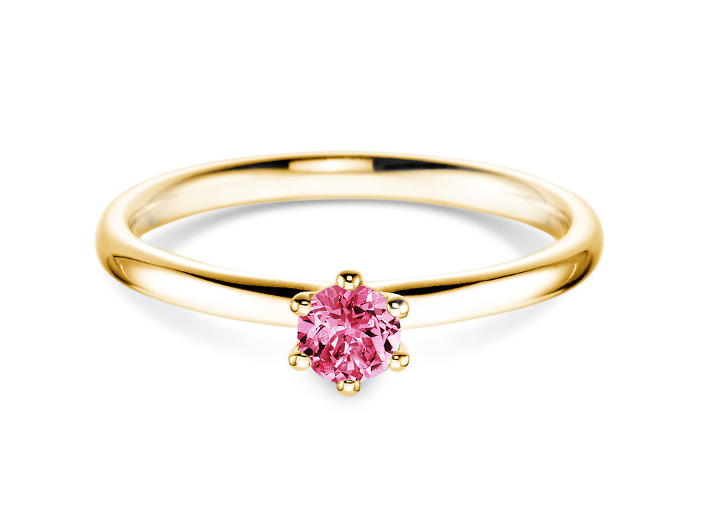 Farbsteinring Classic Colour in 14K Gelbgold mit Pinker Turmalin 0,15ct