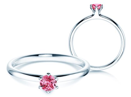 Farbsteinring Classic Colour in 14K Weißgold mit Pinker Turmalin 0,25ct