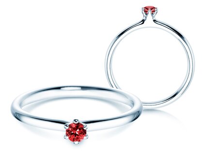 Farbsteinring Classic Colour in 14K Weißgold mit Rubin 0,05ct