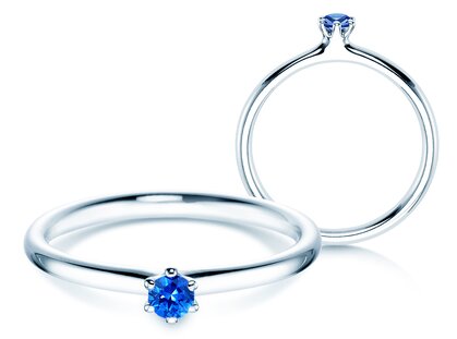 Farbsteinring Classic Colour in 14K Weißgold mit Saphir 0,05ct