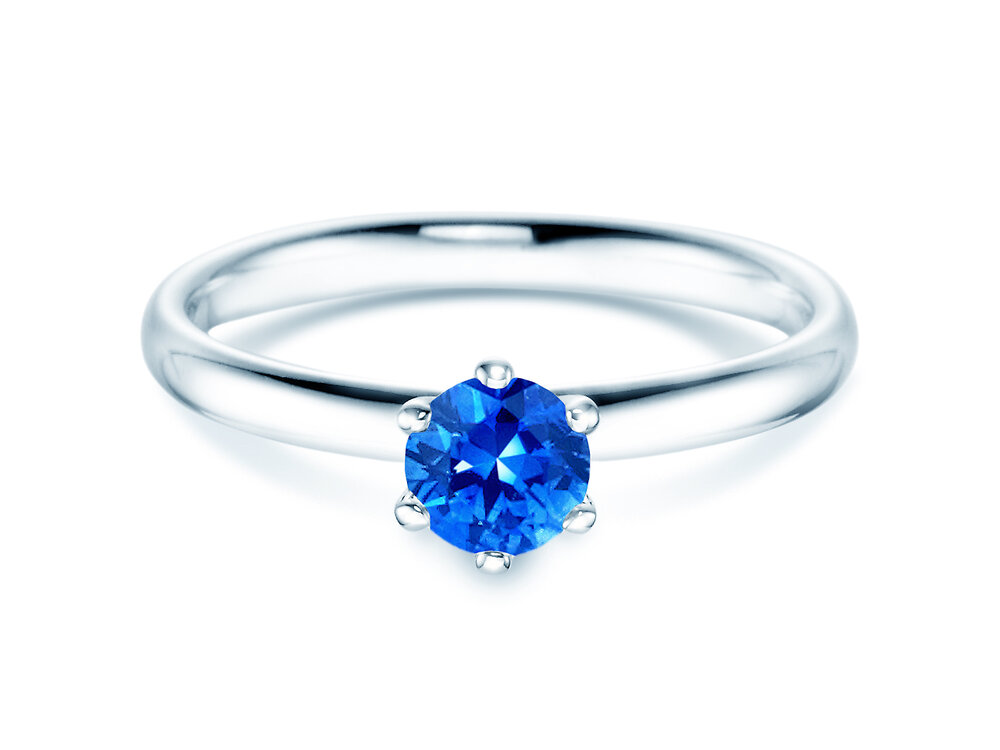 Farbsteinring Classic Colour in Platin 950/- mit Saphir 0,50ct