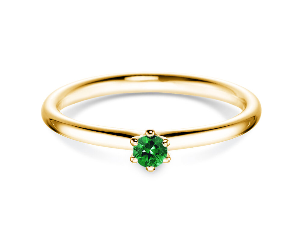 Farbsteinring Classic Colour in 18K Gelbgold mit Smaragd 0,05ct