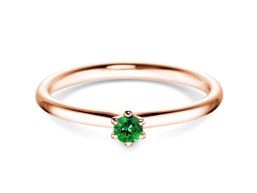 Farbsteinring Classic Colour in 14K Roségold mit Smaragd 0,10ct