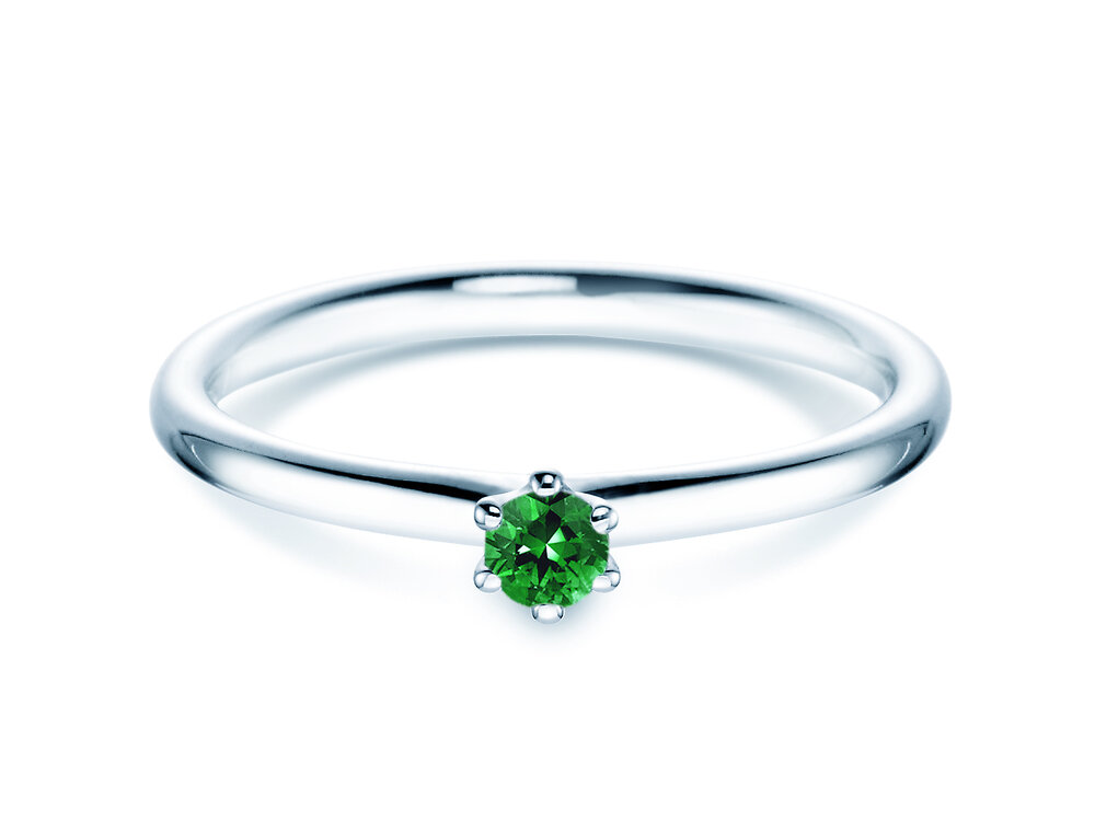 Farbsteinring Classic Colour in Platin 950/- mit Smaragd 0,10ct