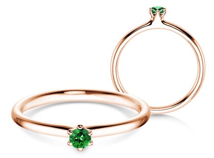Farbsteinring Classic Colour in 9K Roségold mit Smaragd 0,10ct