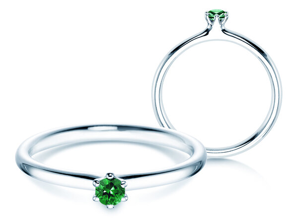 Farbsteinring Classic Colour in Silber 925/- mit Smaragd 0,05ct