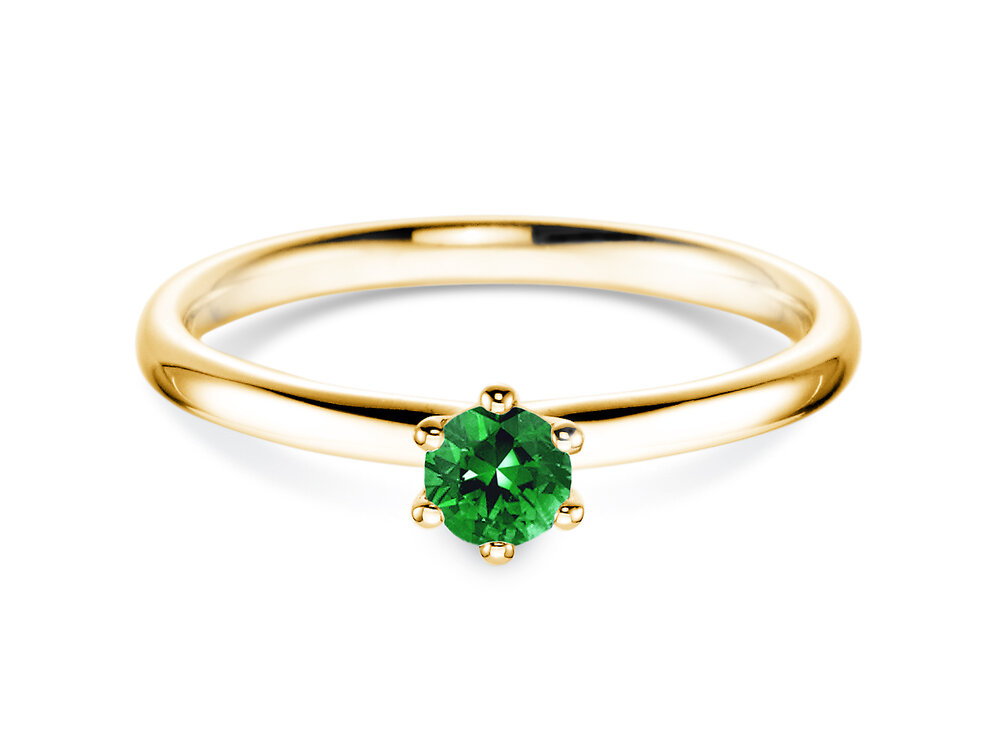 Farbsteinring Classic Colour in 14K Gelbgold mit Smaragd 0,15ct