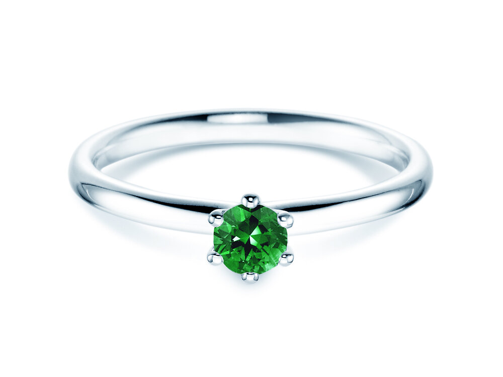 Farbsteinring Classic Colour in Platin 950/- mit Smaragd 0,15ct