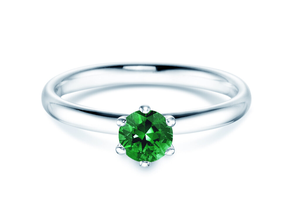 Farbsteinring Classic Colour in Platin 950/- mit Smaragd 0,50ct