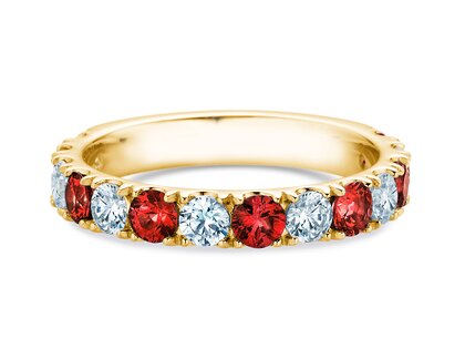 Eternityring Dusk mit Diamant und Farbedelstein in Gelbgold
