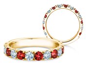 Eternityring Dusk mit Diamant und Farbedelstein in Gelbgold