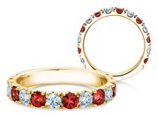 Eternityring Dusk mit Diamant und Farbedelstein in Gelbgold