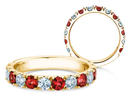 Eternityring Dusk mit Diamant und Farbedelstein in Gelbgold
