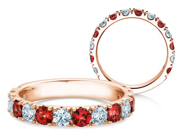Eternityring Dusk mit Diamant und Farbedelstein in Roségold