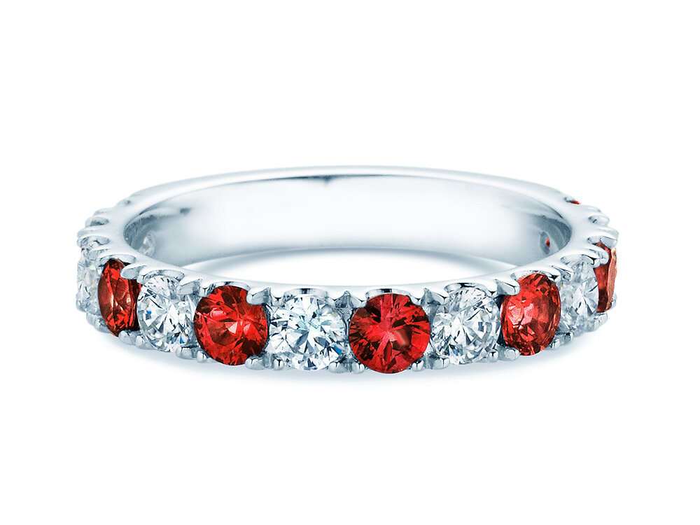 Eternityring Dusk mit Diamant und Farbedelstein in 14K Weißgold mit Rubin 0,48ct und Diamanten 0,48ct