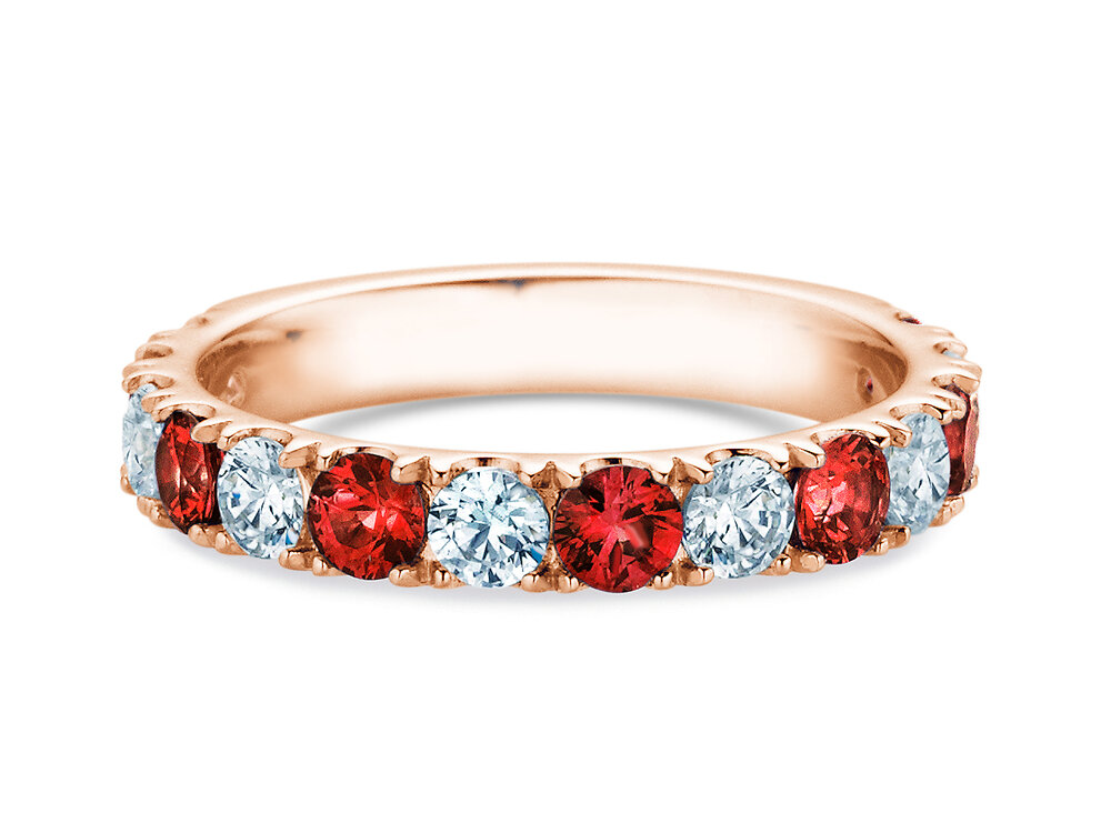 Eternityring Dusk mit Diamant und Farbedelstein in 14K Roségold mit Rubin 0,48ct und Diamanten 0,48ct