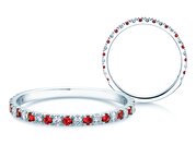 Farbsteinring Dusk mit Diamant und Farbedelstein in 9K Weißgold mit Rubin 0,19ct und Diamanten 0,19ct