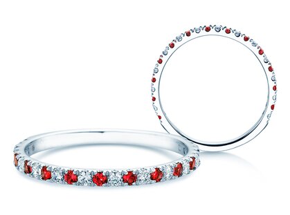 Eternityring Dusk mit Diamant und Farbedelstein in 14K Weißgold mit Rubin 0,19ct und Diamanten 0,19ct