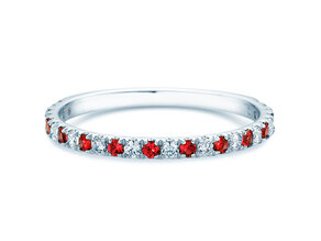Farbsteinring Dusk mit Diamant und Farbedelstein in 9K Weißgold mit Rubin 0,19ct und Diamanten 0,19ct