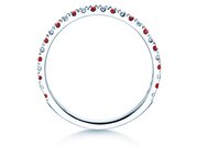 Farbsteinring Dusk mit Diamant und Farbedelstein in 9K Weißgold mit Rubin 0,19ct und Diamanten 0,19ct
