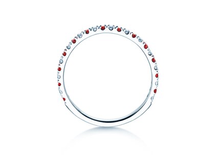 Farbsteinring Dusk mit Diamant und Farbedelstein in 9K Weißgold mit Rubin 0,19ct und Diamanten 0,19ct