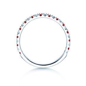 Farbsteinring Dusk mit Diamant und Farbedelstein in 9K Weißgold mit Rubin 0,19ct und Diamanten 0,19ct