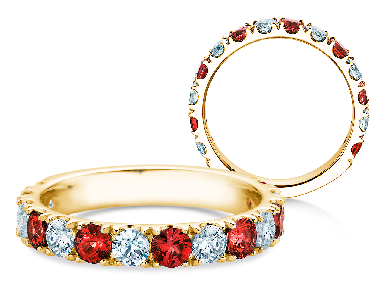 Eternityring Dusk mit Diamant und Farbedelstein in Gelbgold