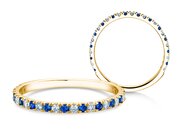 Farbsteinring Dusk mit Diamant und Farbedelstein in 9K Gelbgold mit Saphir 0,19ct und Diamanten 0,19ct