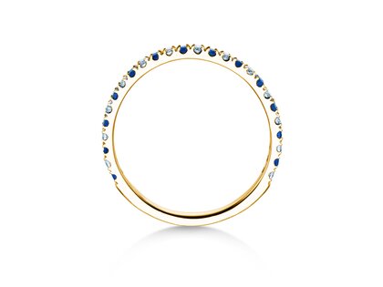 Farbsteinring Dusk mit Diamant und Farbedelstein in 9K Gelbgold mit Saphir 0,19ct und Diamanten 0,19ct