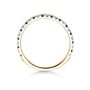Farbsteinring Dusk mit Diamant und Farbedelstein in 9K Gelbgold mit Saphir 0,19ct und Diamanten 0,19ct
