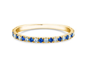 Farbsteinring Dusk mit Diamant und Farbedelstein in 9K Gelbgold mit Saphir 0,19ct und Diamanten 0,19ct