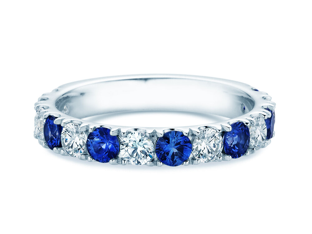 Eternityring Dusk mit Diamant und Farbedelstein in Platin 950/- mit Saphir 0,48ct und Diamanten 0,48ct
