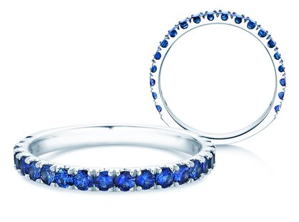 Eternityring Dusk mit Farbedelstein in 14K Weißgold mit Saphir 0,38ct