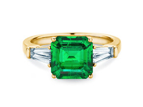 Farbsteinring Emerald Elegance in 9K Gelbgold mit Smaragd 1,80ct und Diamanten 0,40ct